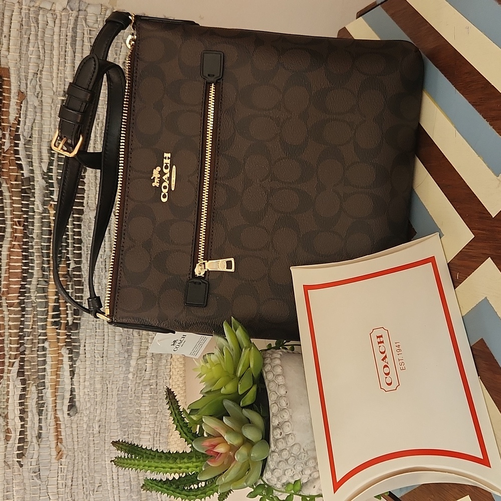 Coach Monogram Sig Rowan File Crossbody Purse/Handbag NWT